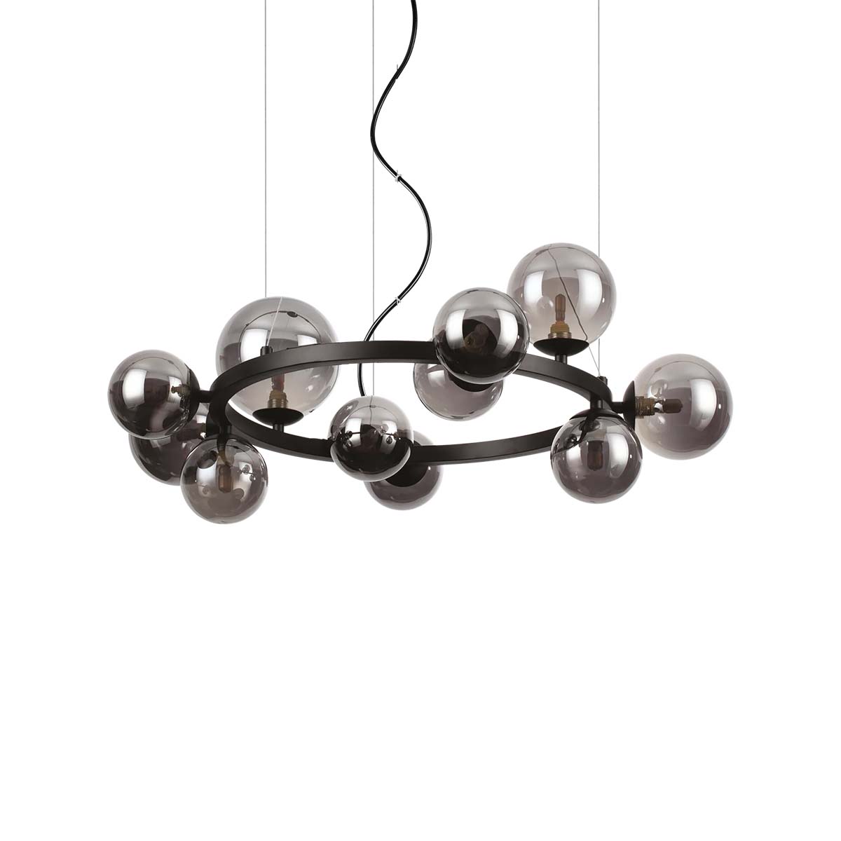 Perlage SP11 Pendelleuchte, Ø: 73 cm, Rauchglas, 11-flammig