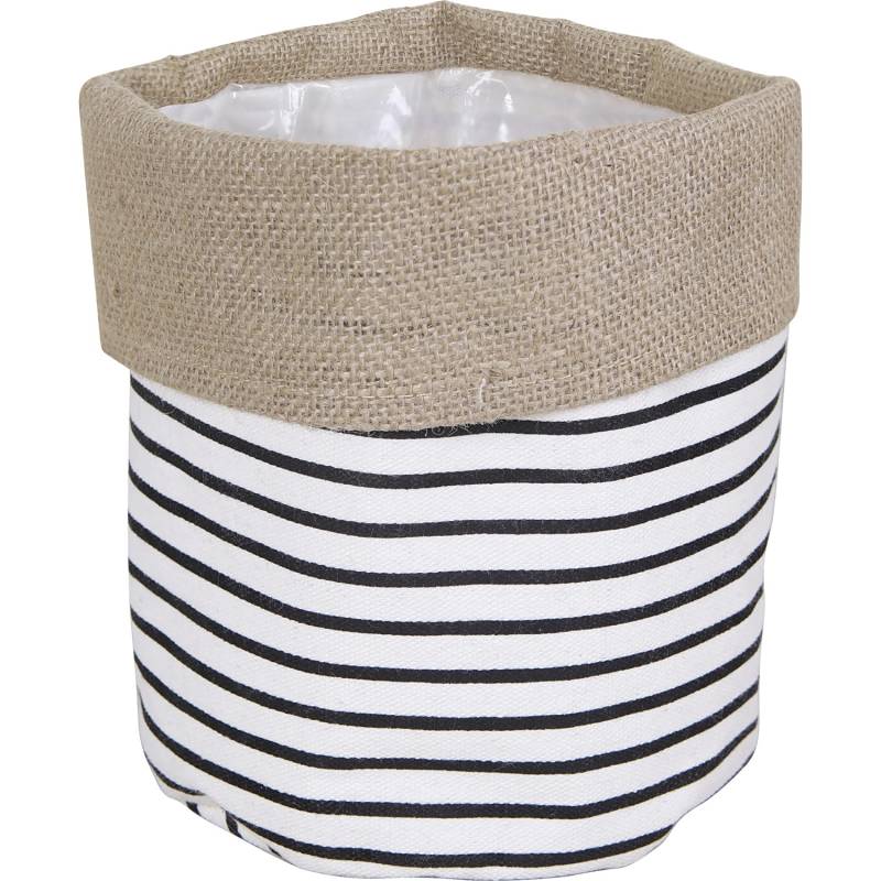 Pflanzkorb Gestreift Baumwolle Ø 15 cm x 15 cm Schwarz-Weiß