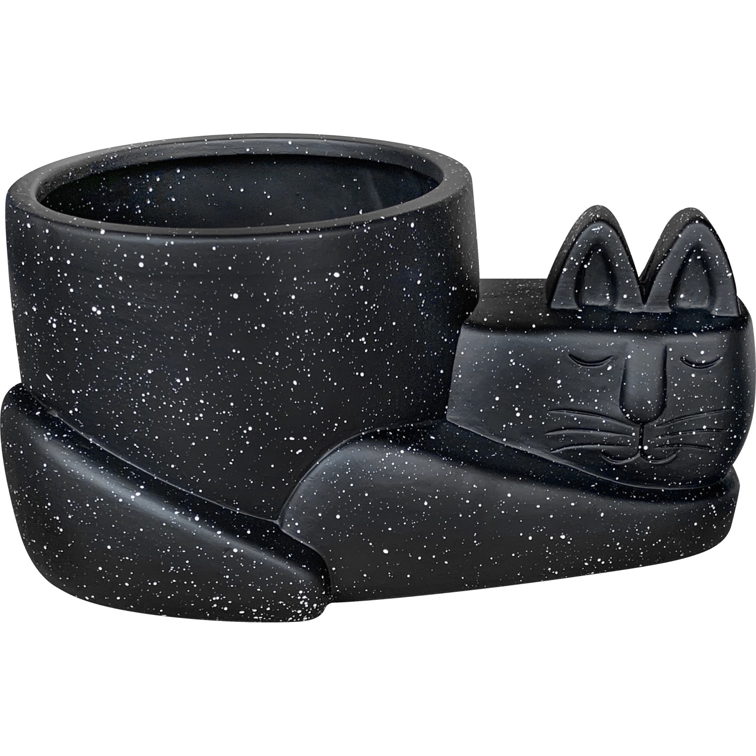 Pflanztopf-Katze Keramik 12 cm x 25 cm x 18 cm Schwarz Pflanztopf-Katze Keramik 12 cm x 25 cm x 18 cm Schwarz
