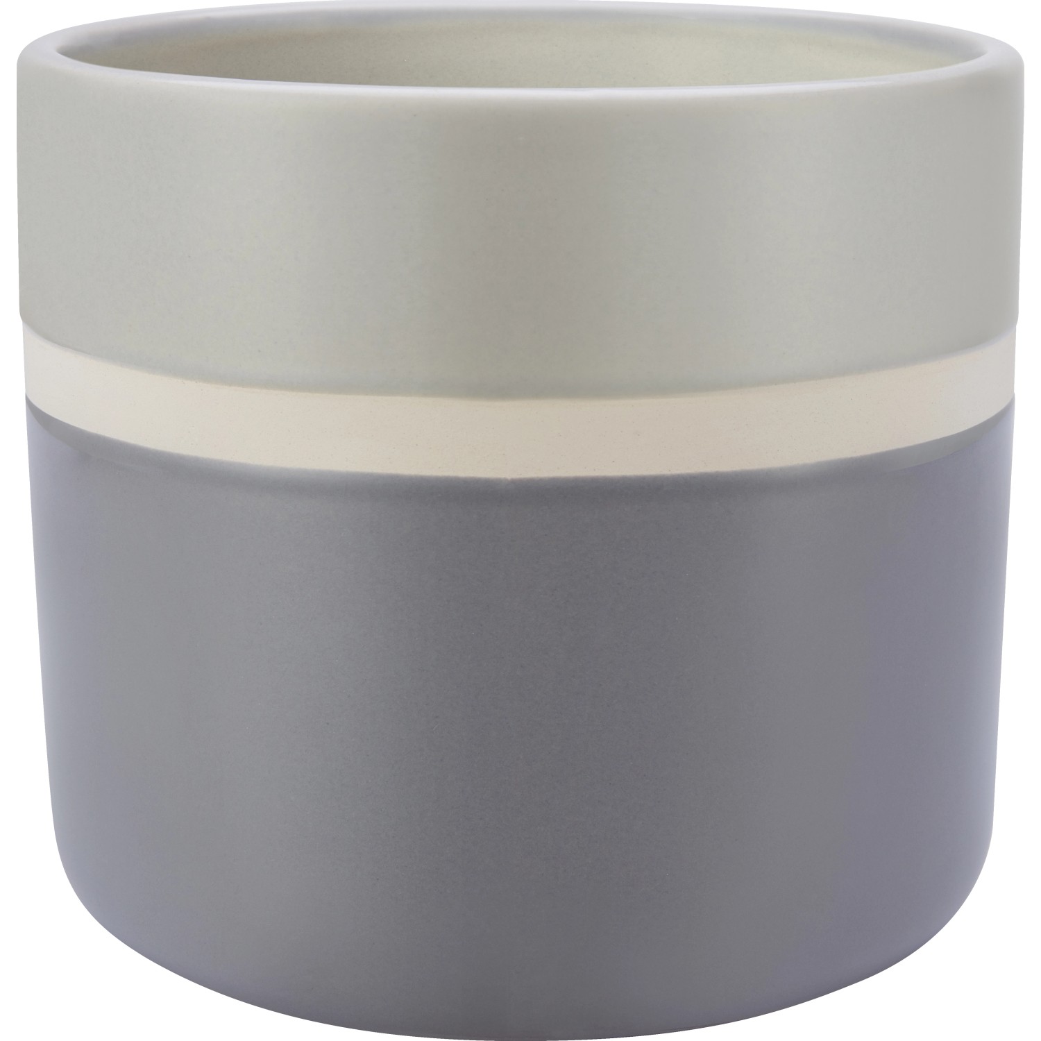Pflanztopf Keramik Grau-Weiß Gestreift Glänzend Ø 16,4 x 14,5 cm Pflanztopf Keramik Grau-Weiß Gestreift Glänzend Ø 16,4 x 14,5 cm