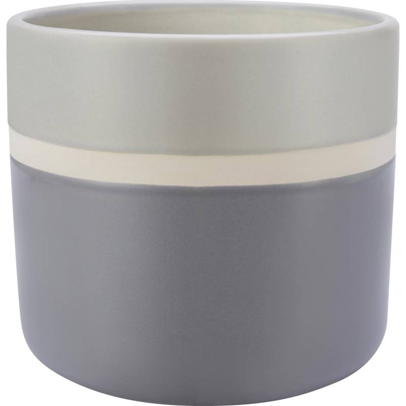 Pflanztopf Keramik Grau-Weiß Gestreift Glänzend Ø 16,4 x 14,5 cm