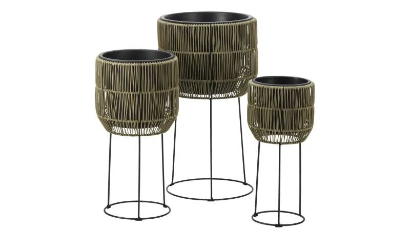 Pflanztopf auf Metallständer  3er Set   ¦ braun ¦ Polyethylen,Metall ¦ Maße (cm): H: 37  Ø: 36.0 Dekoration > Dekoartikel - Möbel Kraft