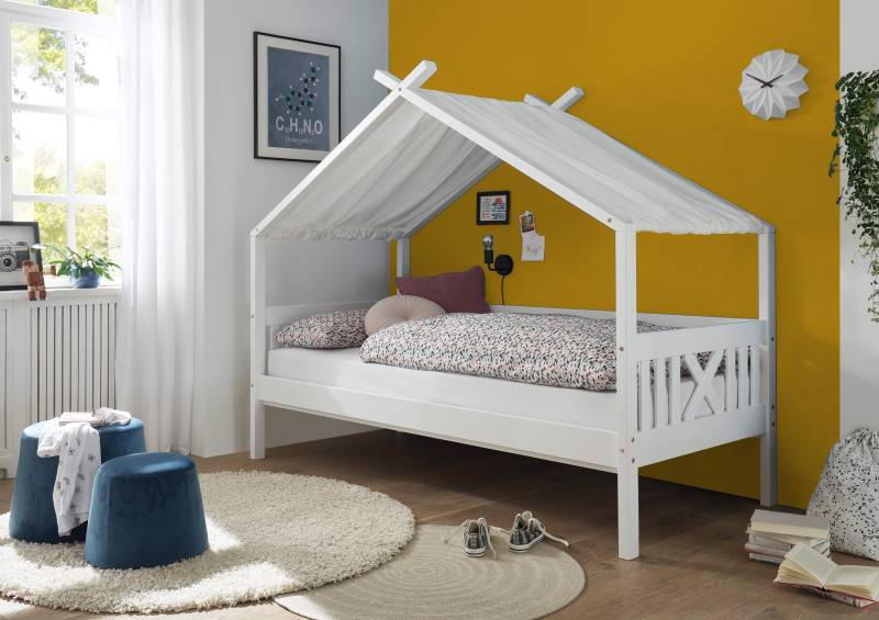 Pfostenbett + RR SUSA in Kiefer Weiß