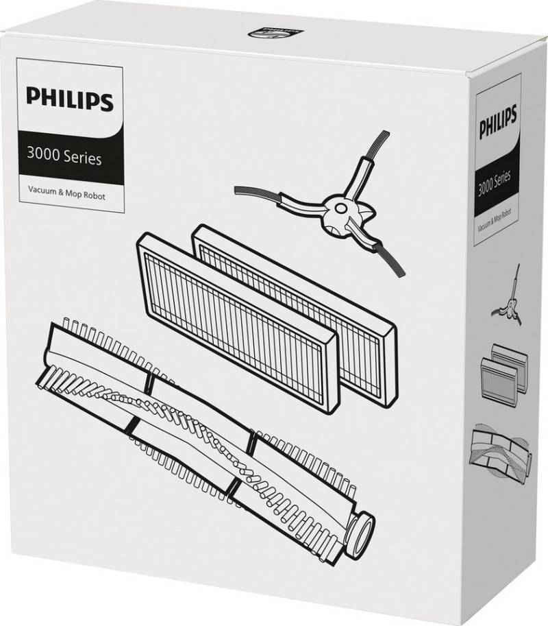 Philips Bodenwischer-Set XV1433/00 (Packung, 4-St), für Saugroboter XU3000/02, XU3110/02 mit 2x Filter, 1x Seitenbürsten von Philips