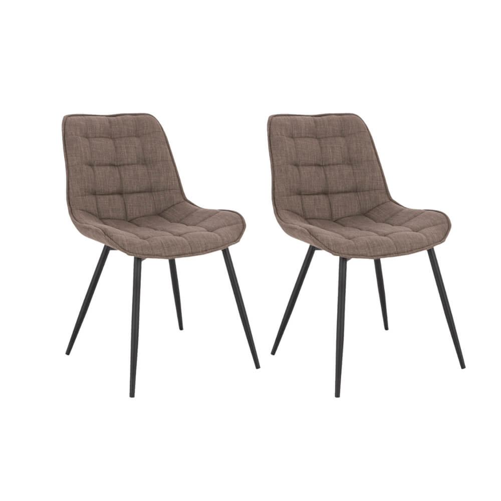 Polsterstuhl Esszimmer 2er Set IKALO – Webstoff Grau / Braun Polsterstuhl Esszimmer 2er Set IKALO – Webstoff Grau / Braun