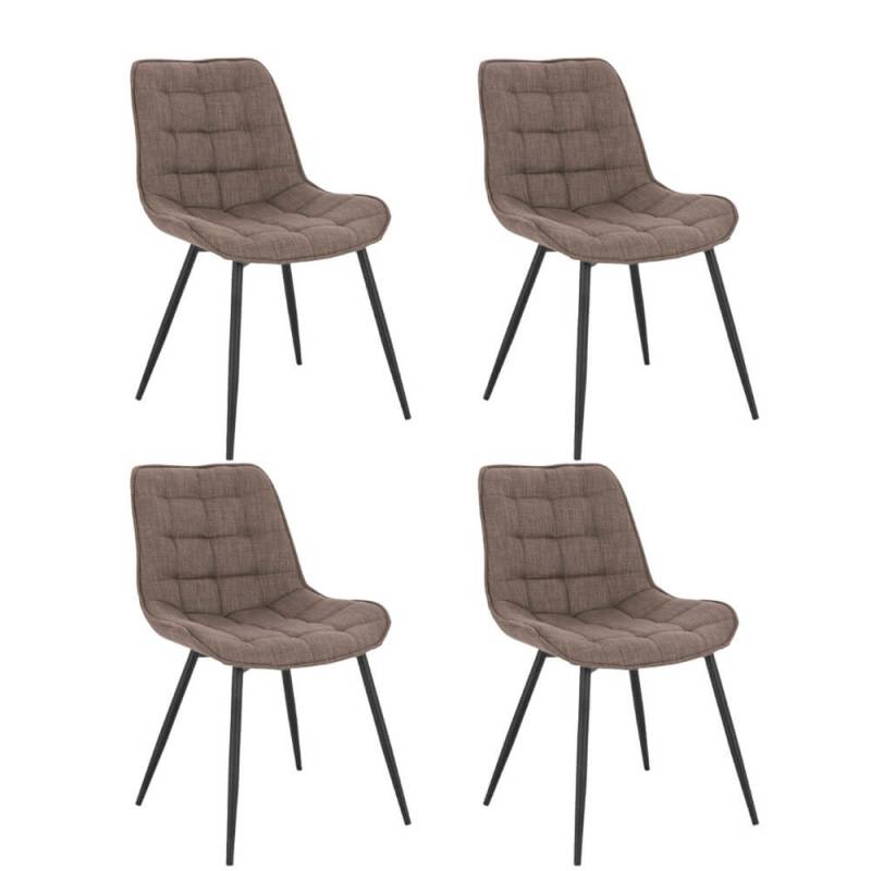 Polsterstuhl Esszimmer 4er Set IKALO – Webstoff Grau / Braun