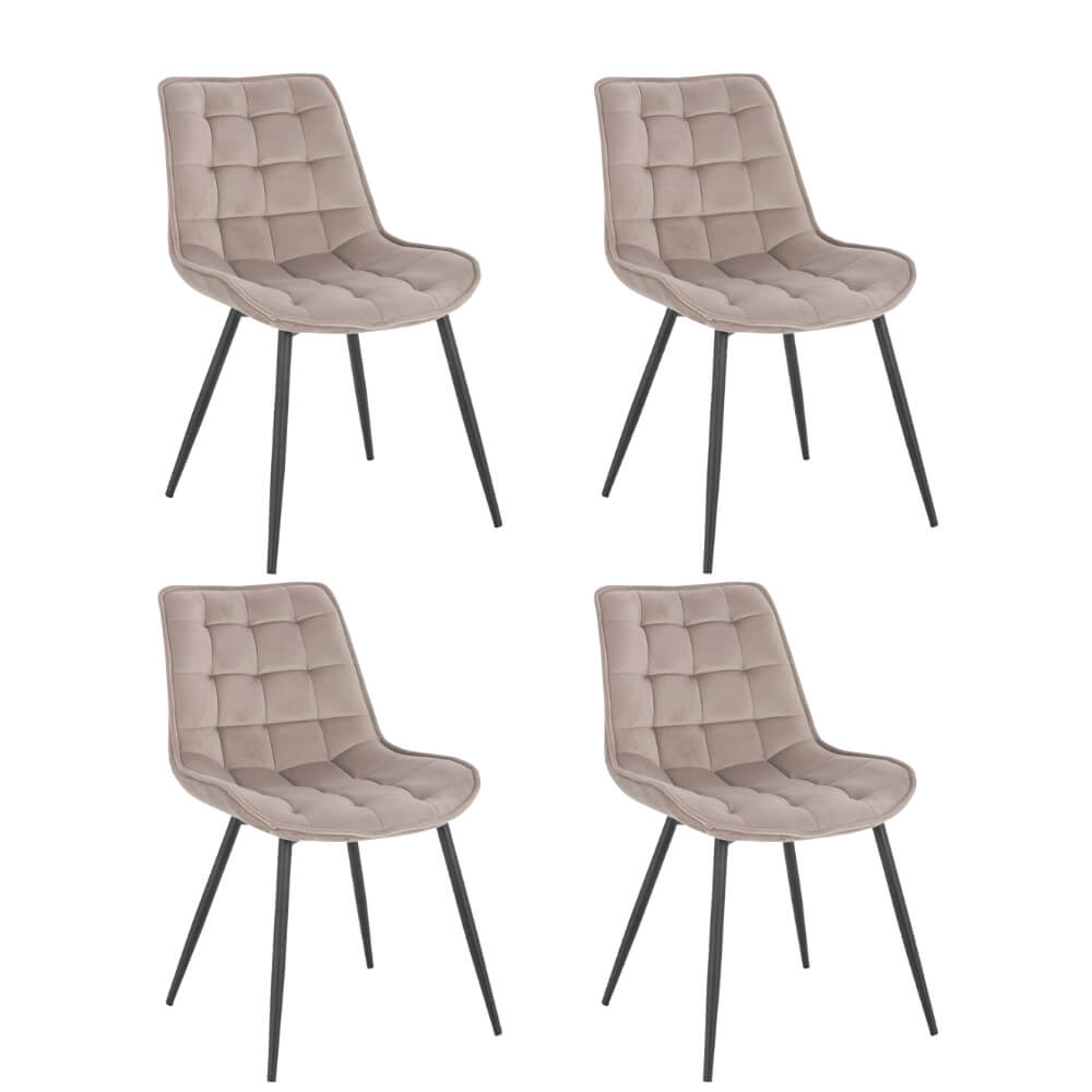 Polsterstuhl Esszimmer 4er Set IKALO – Samt Hellbraun Polsterstuhl Esszimmer 4er Set IKALO – Samt Hellbraun