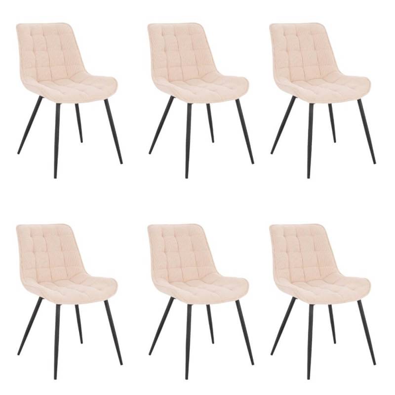 Polsterstuhl Esszimmer 6er Set IKALO – Cord Creme