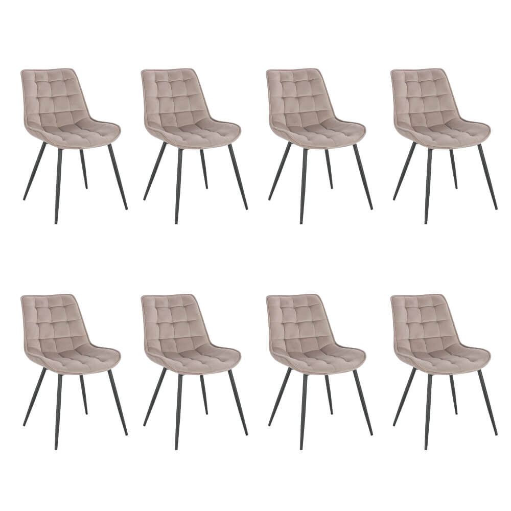 Polsterstuhl Esszimmer 8er Set IKALO – Samt Hellbraun Polsterstuhl Esszimmer 8er Set IKALO – Samt Hellbraun