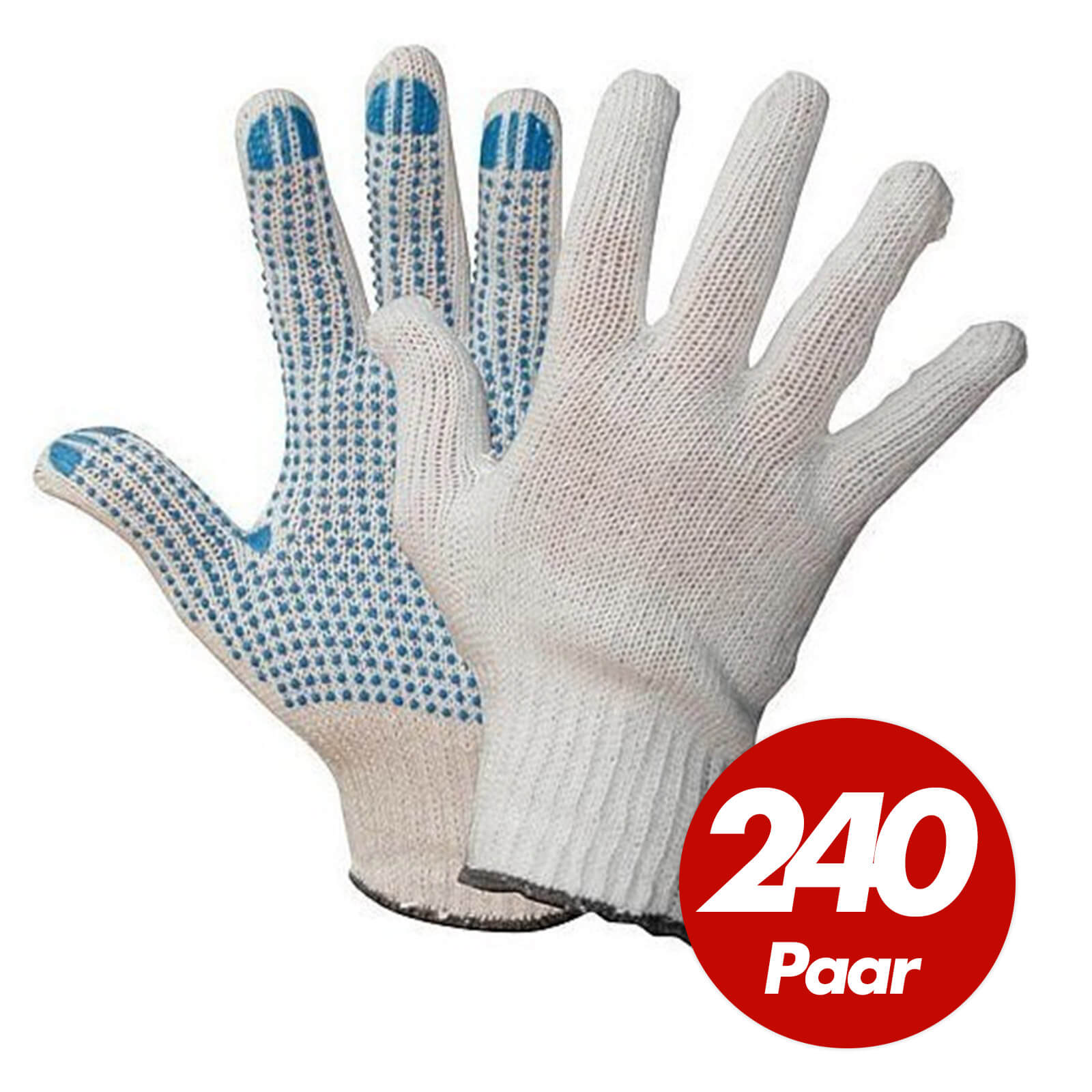 Polyester Strickhandschuhe KORL mit PVC Noppen BluePoint Arbeitshandschuhe Handschuhe Noppenhandschuhe 240 Paar
