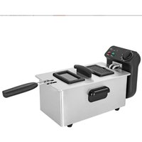 Pommes Frites mit 3L Fritteuse Hähnchenflügel Hähnchen Frittieren Einstellbare Temperatur Einzelsieb Sichtfenster Einzelsieb Elektrische Fritteuse