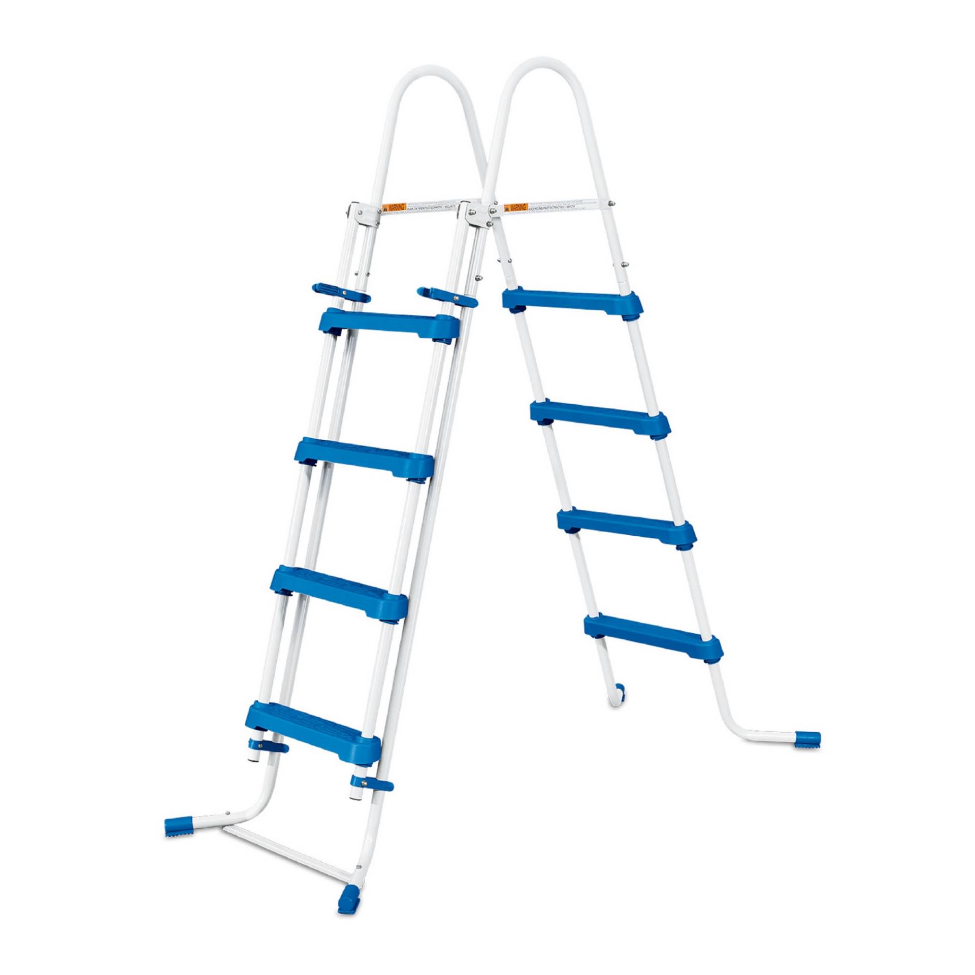 Pool-Sicherheitsleiter blau/weiß Stahl 2 x 4 Stufen 132 cm