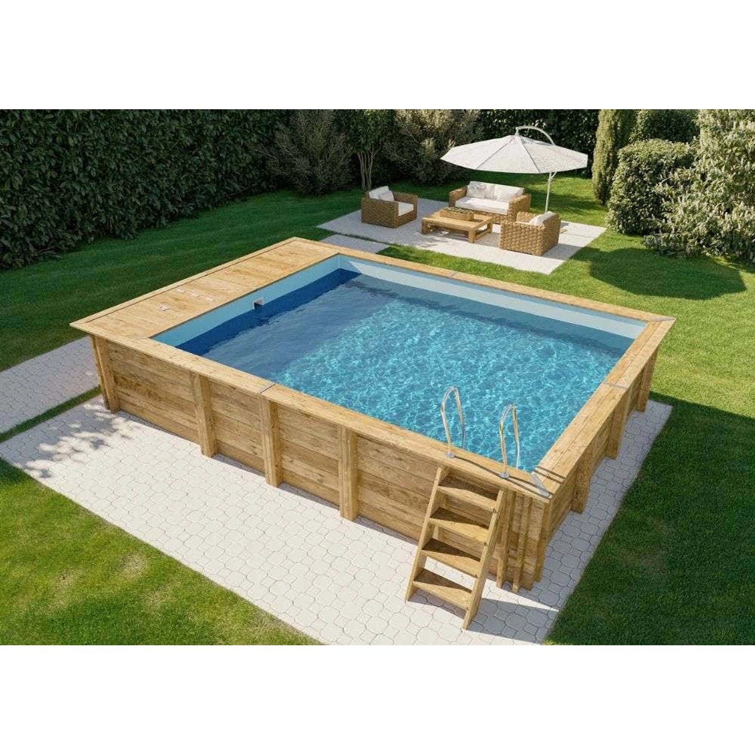 Poolcrew Holz Pool Madeira Folie (0,75 mm) 620 x 420 x 136 cm von Poolcrew