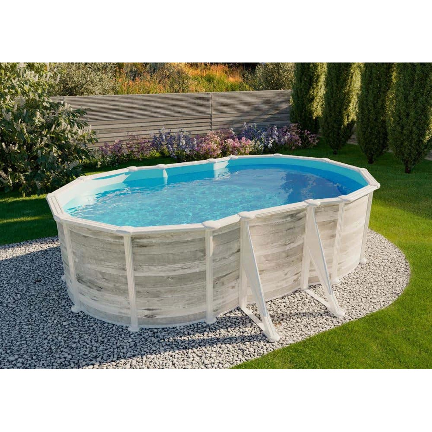 Poolcrew Stahlwand Pool Bornholm Folie (0,4 mm) 527 x 500 x 132 cm von Poolcrew