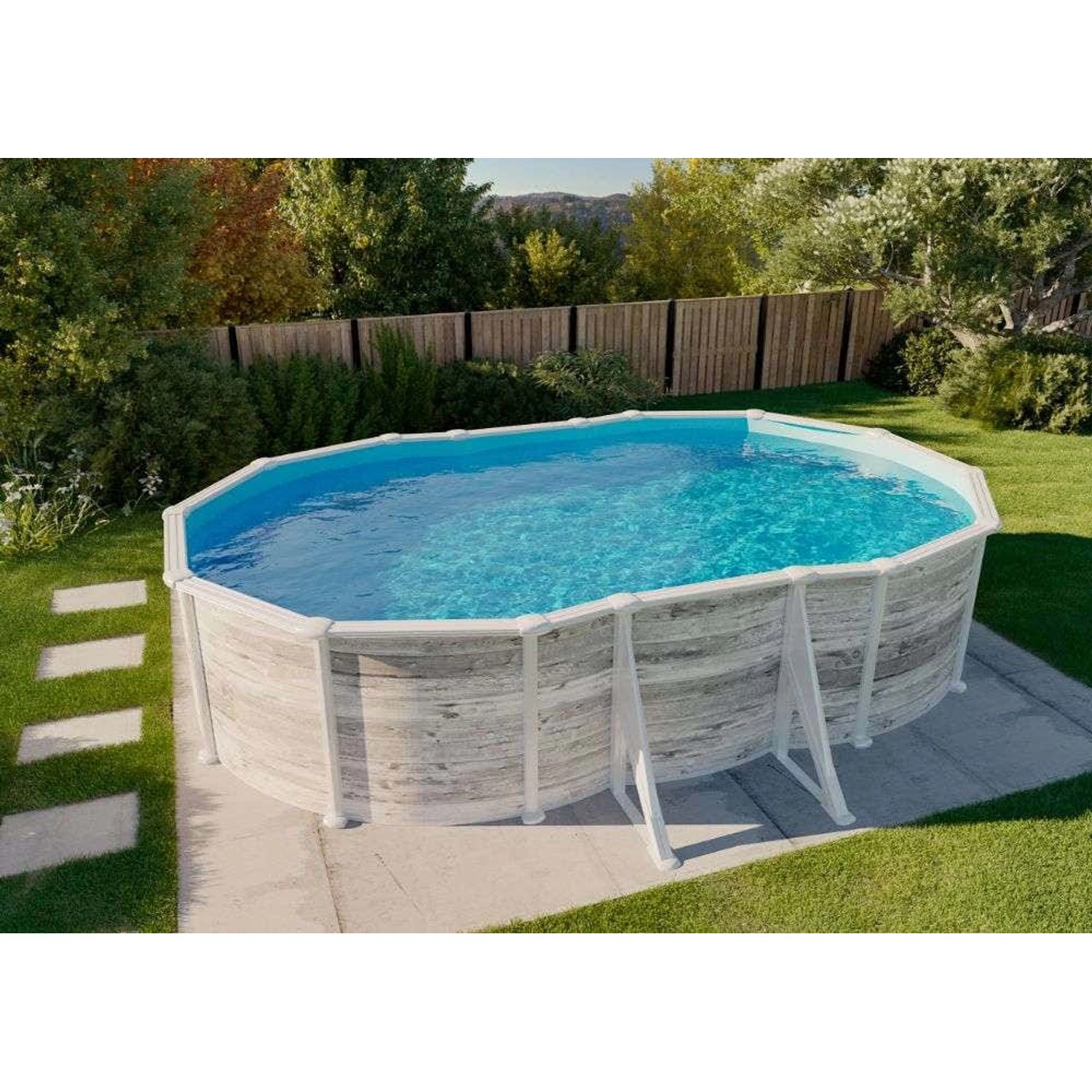 Poolcrew Stahlwand Pool Seeland Folie (0,4 mm) 610 x 375 x 132 cm von Poolcrew