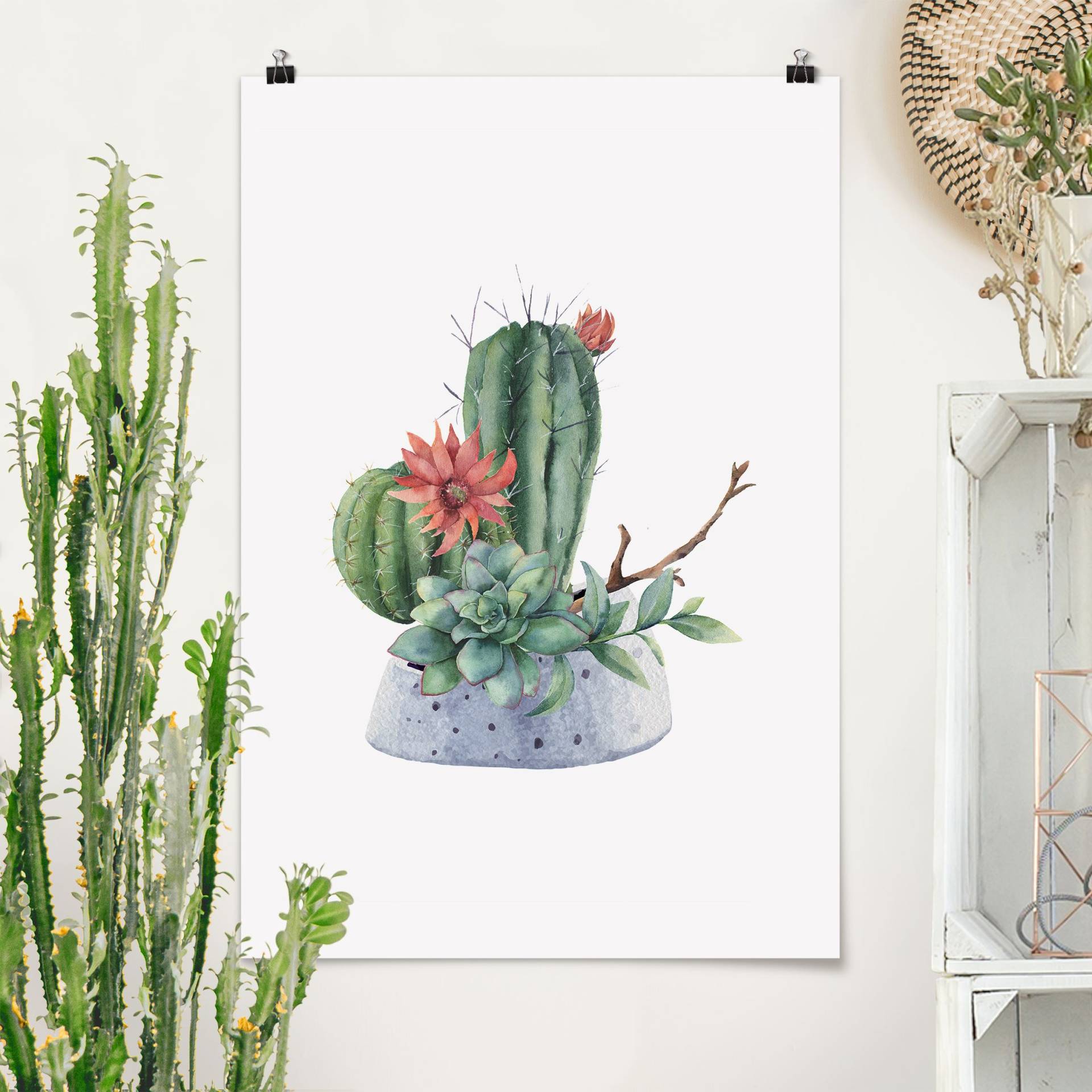 Poster Aquarell Kakteen Illustration