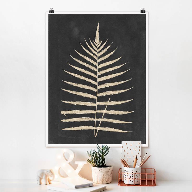 Poster Blumen Farn mit Leinenstruktur III