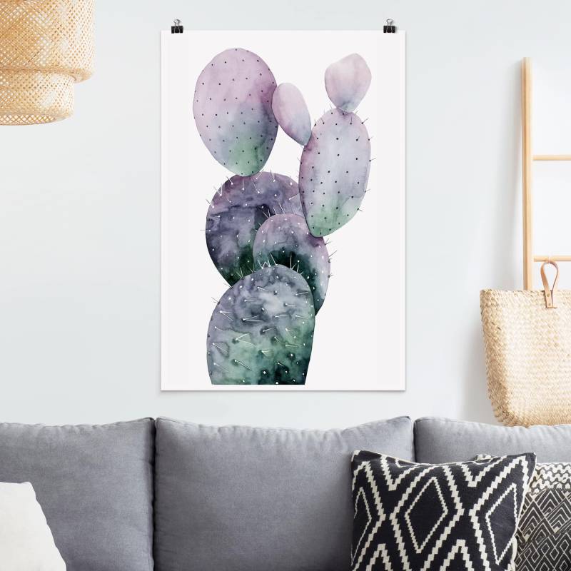 Poster Blumen Kaktus in Lila I
