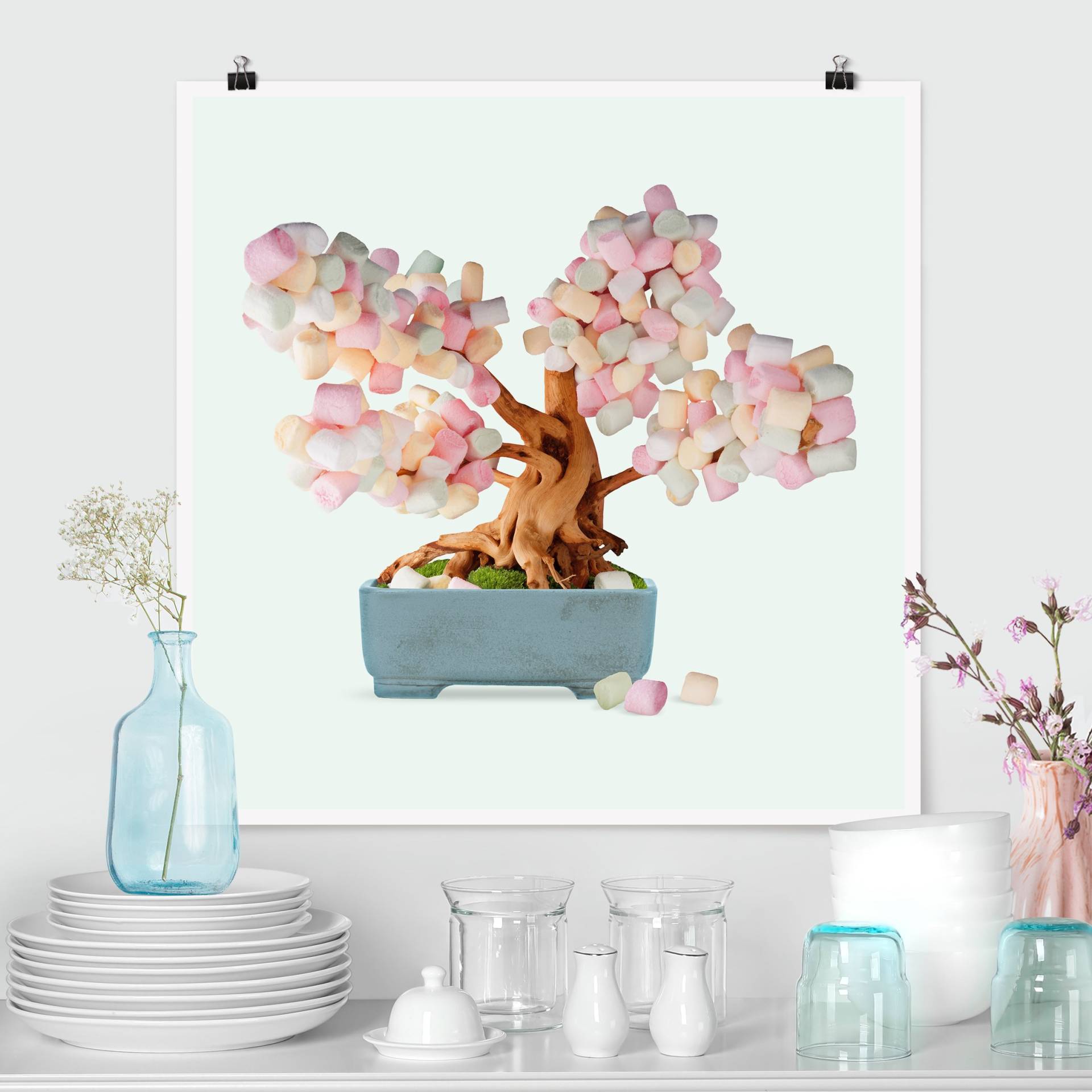 Poster Bonsai mit Marshmallows