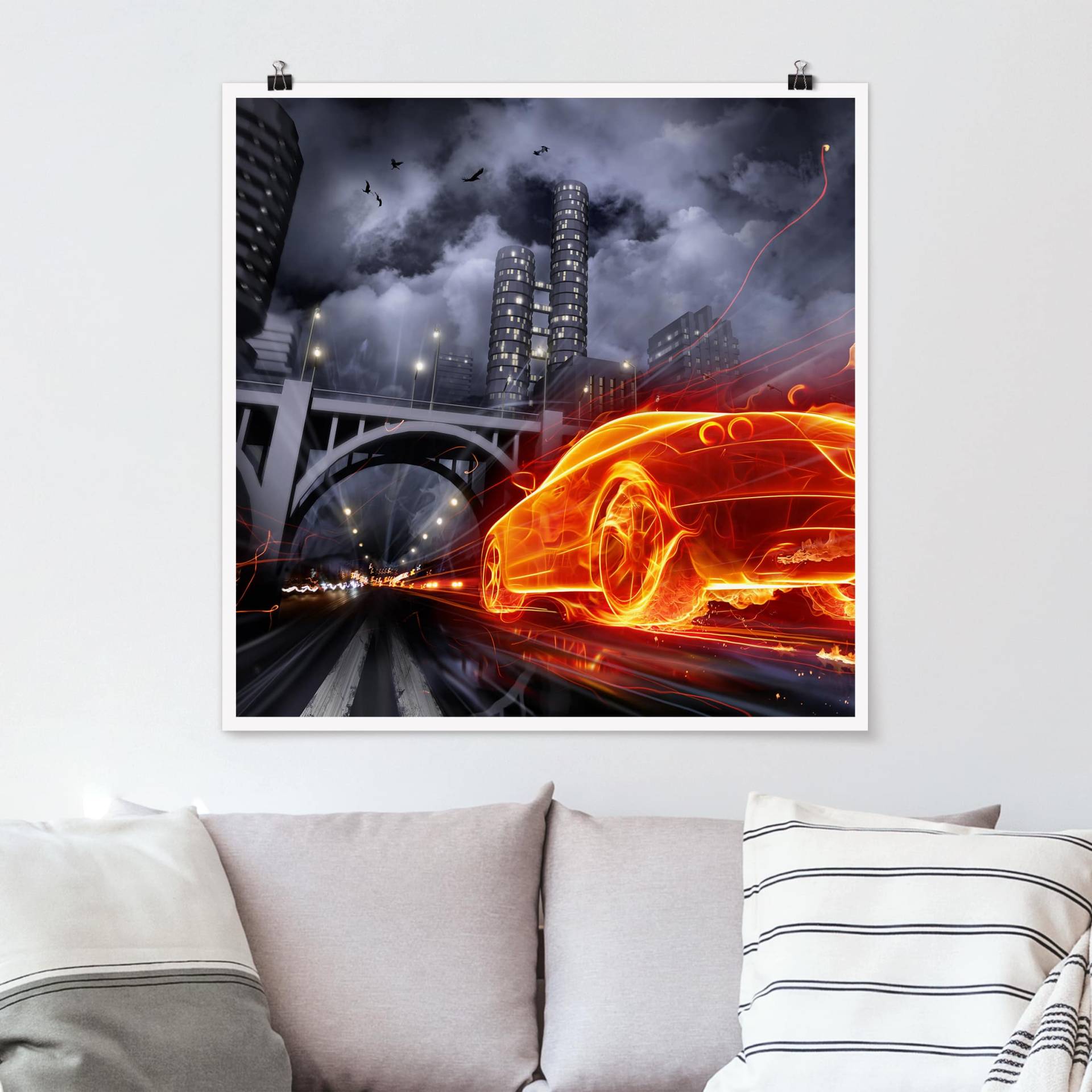 Poster - Quadrat Feuerauto Poster - Quadrat Feuerauto