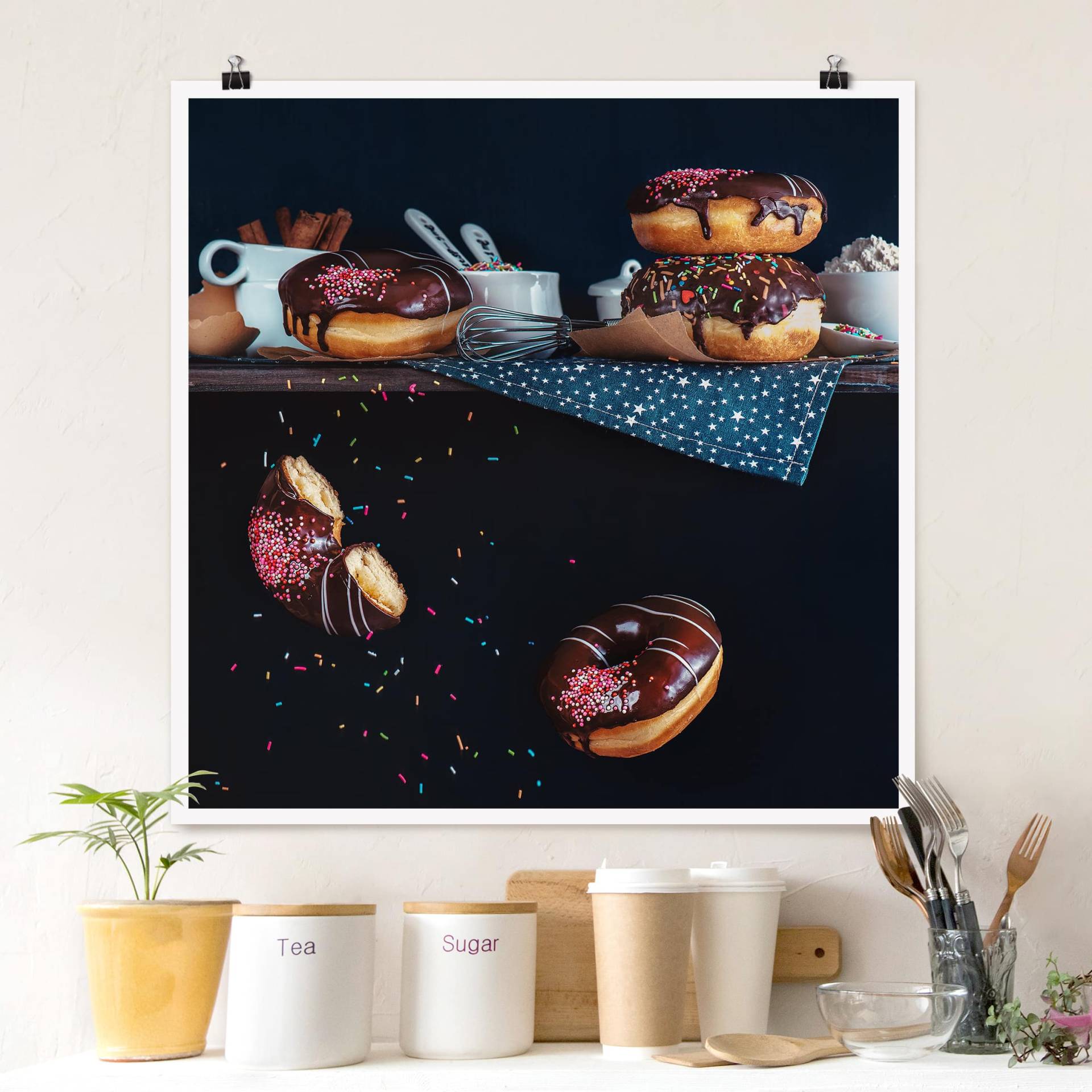 Poster - Quadrat Donuts vom Küchenregal