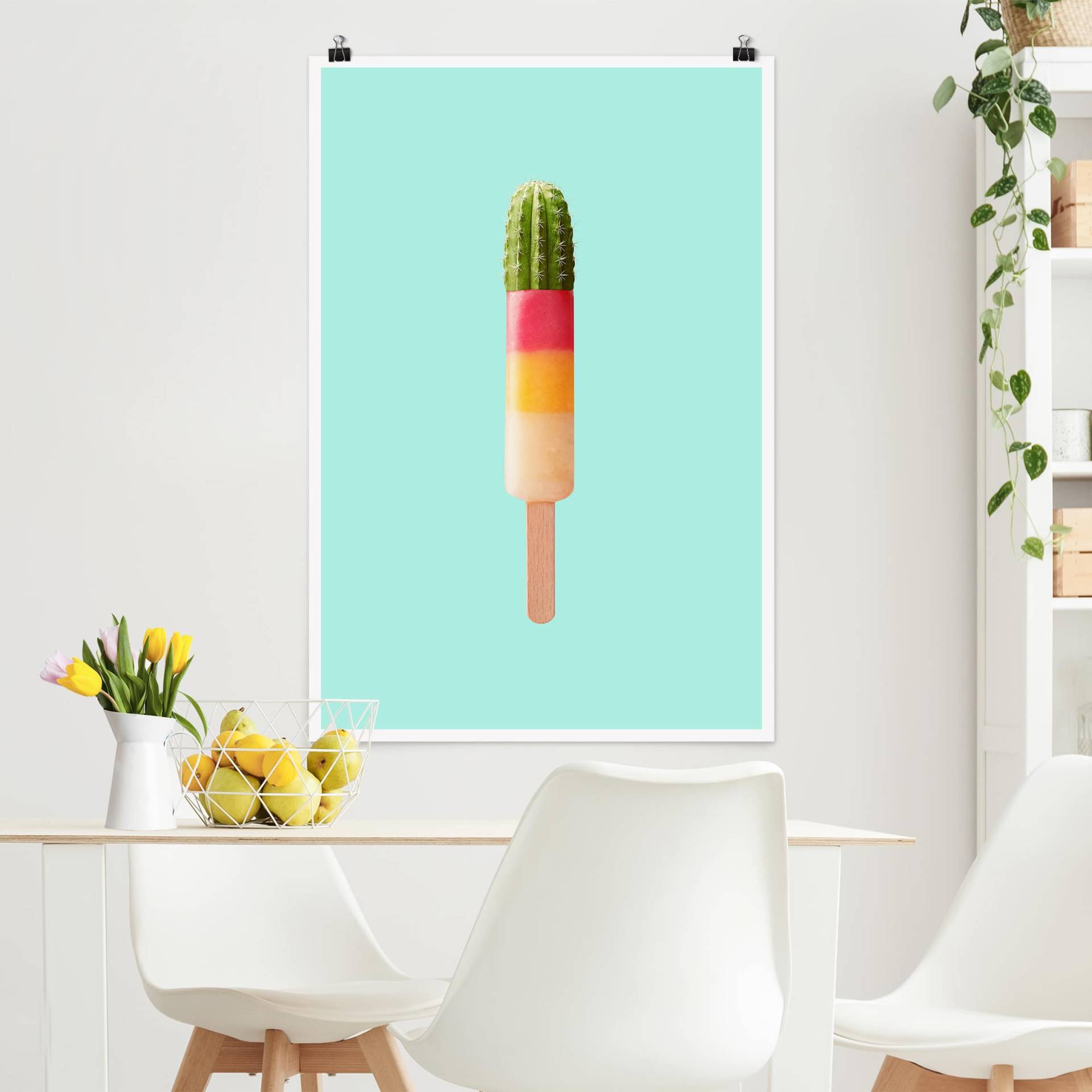 Poster Kunstdruck Eis mit Kaktus