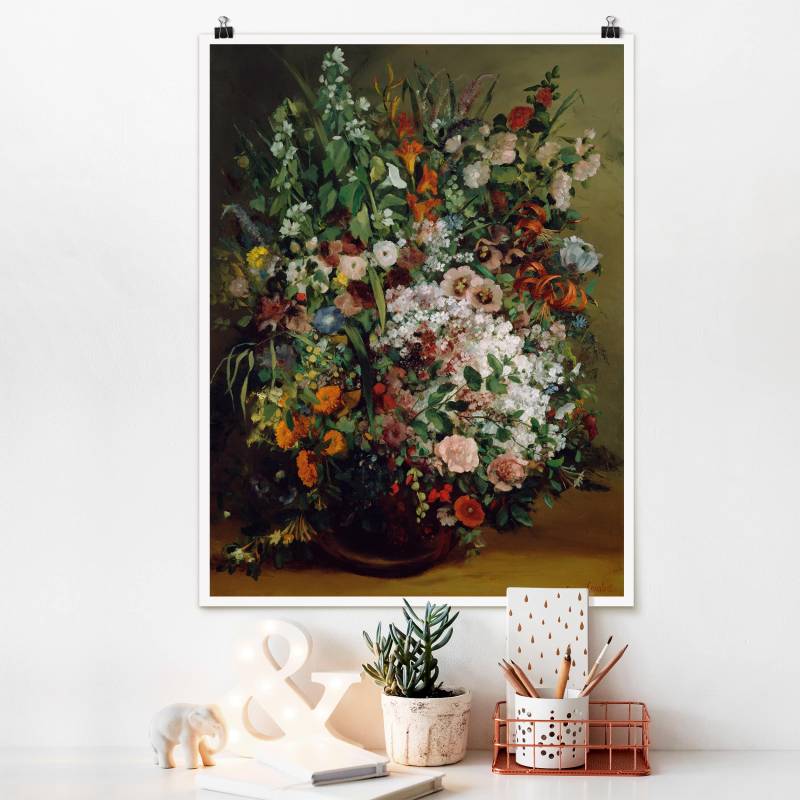 Poster - Hochformat Gustave Courbet - Blumenstrauß in Vase