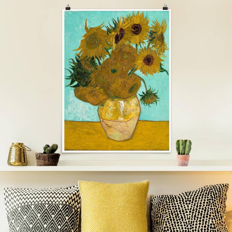 Poster - Hochformat Vincent van Gogh - Vase mit Sonnenblumen
