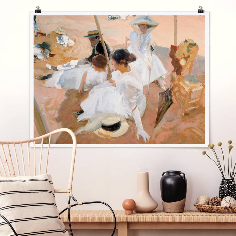 Poster - Querformat Joaquin Sorolla - Unter der Markise am Strand