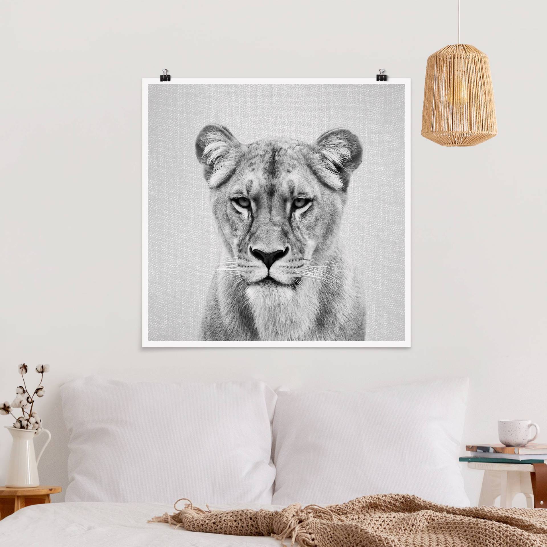 Poster Löwin Lisa Schwarz Weiß Poster Löwin Lisa Schwarz Weiß
