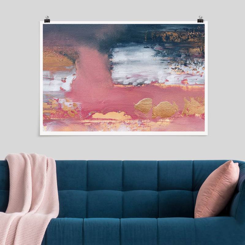 Poster Rosa Sturm mit Gold