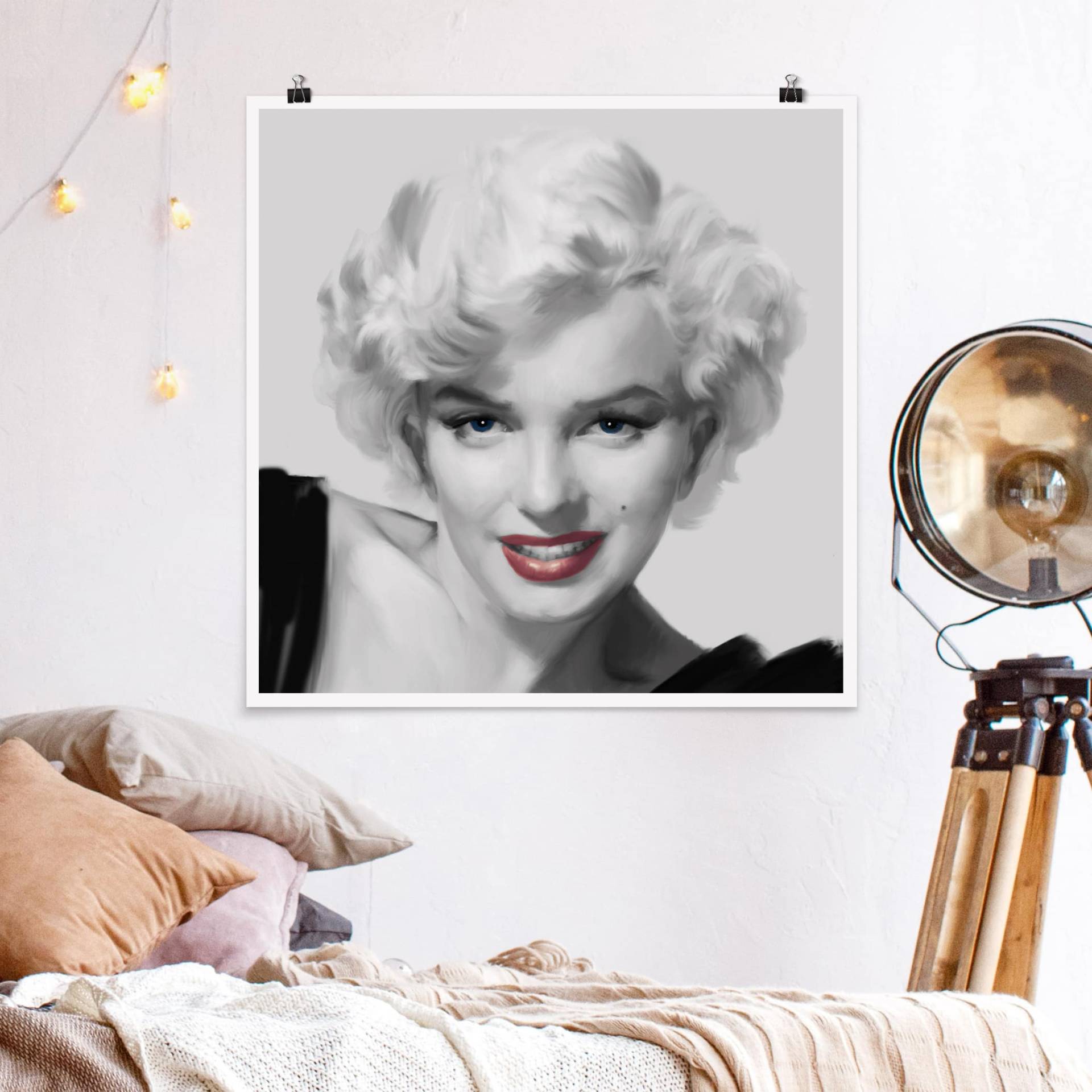 Poster - Quadrat Marilyn auf Sofa