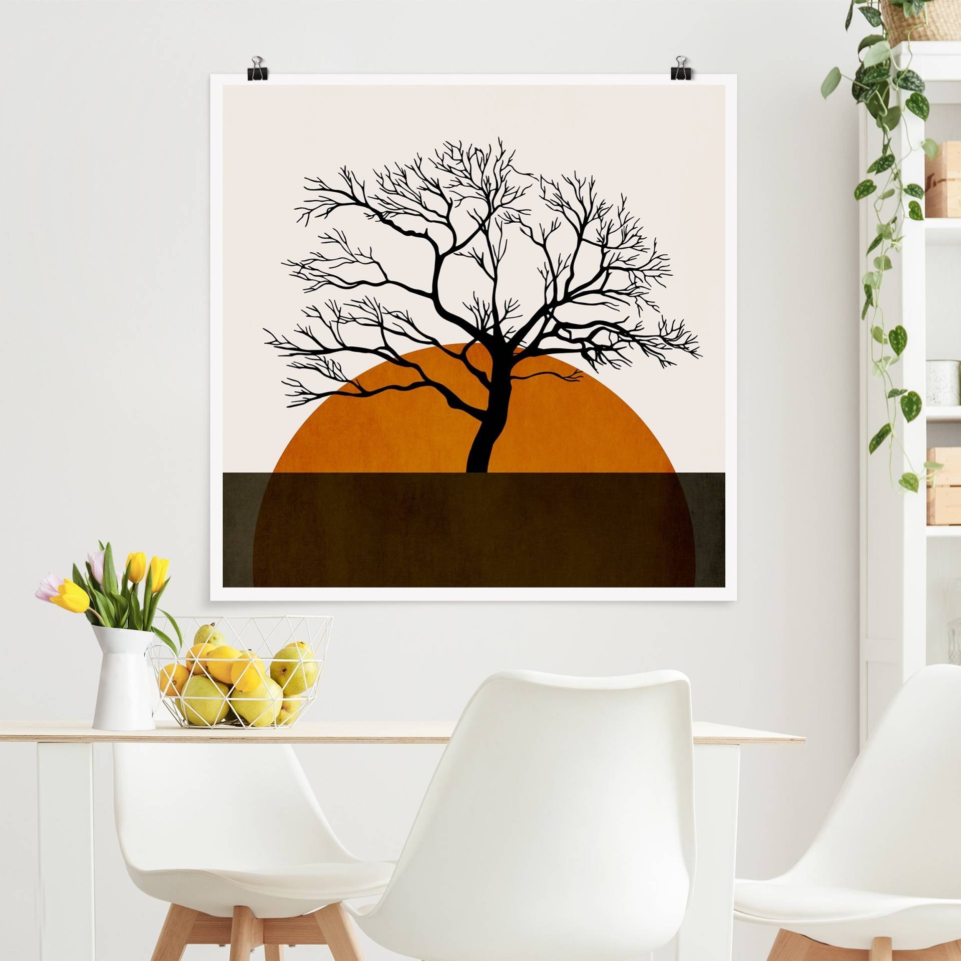 Poster Sonne mit Baum
