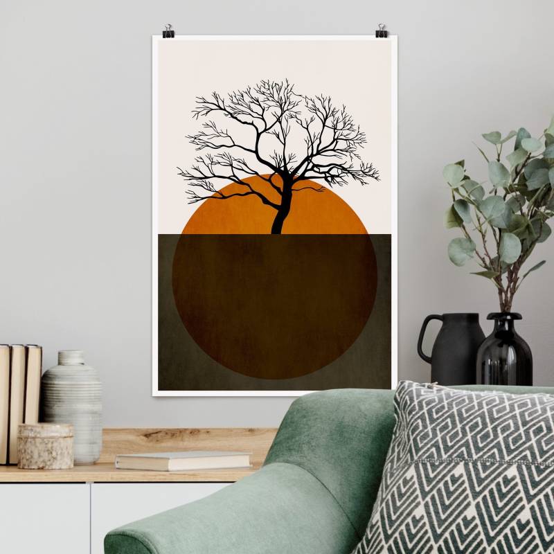 Poster Sonne mit Baum
