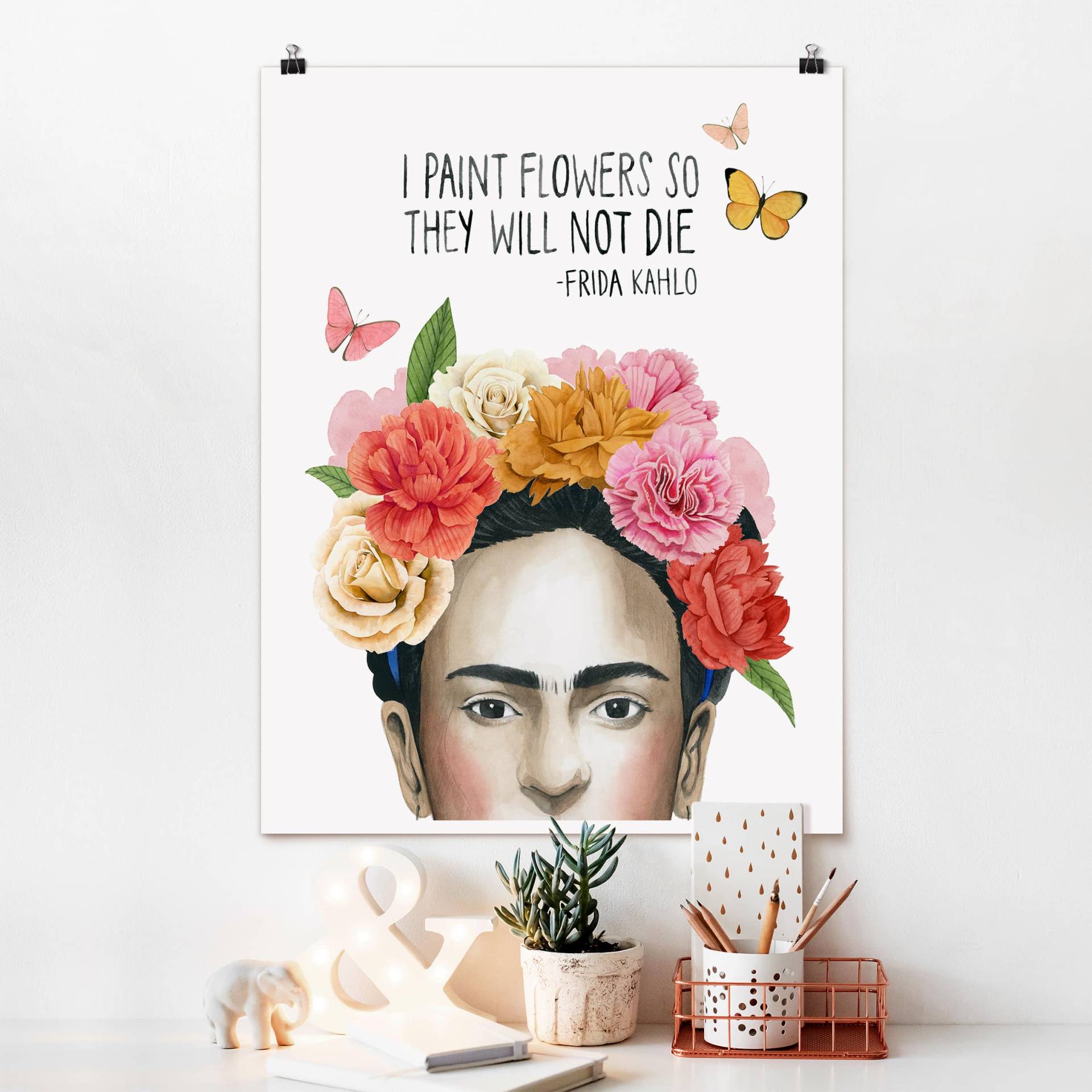 Poster - Hochformat Fridas Gedanken - Blumen