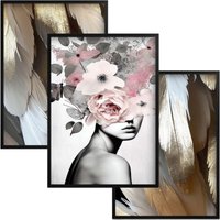 Poster Wandbilder Dekoration für Wohnzimmer Schlafzimmer Glamour Gold Frau