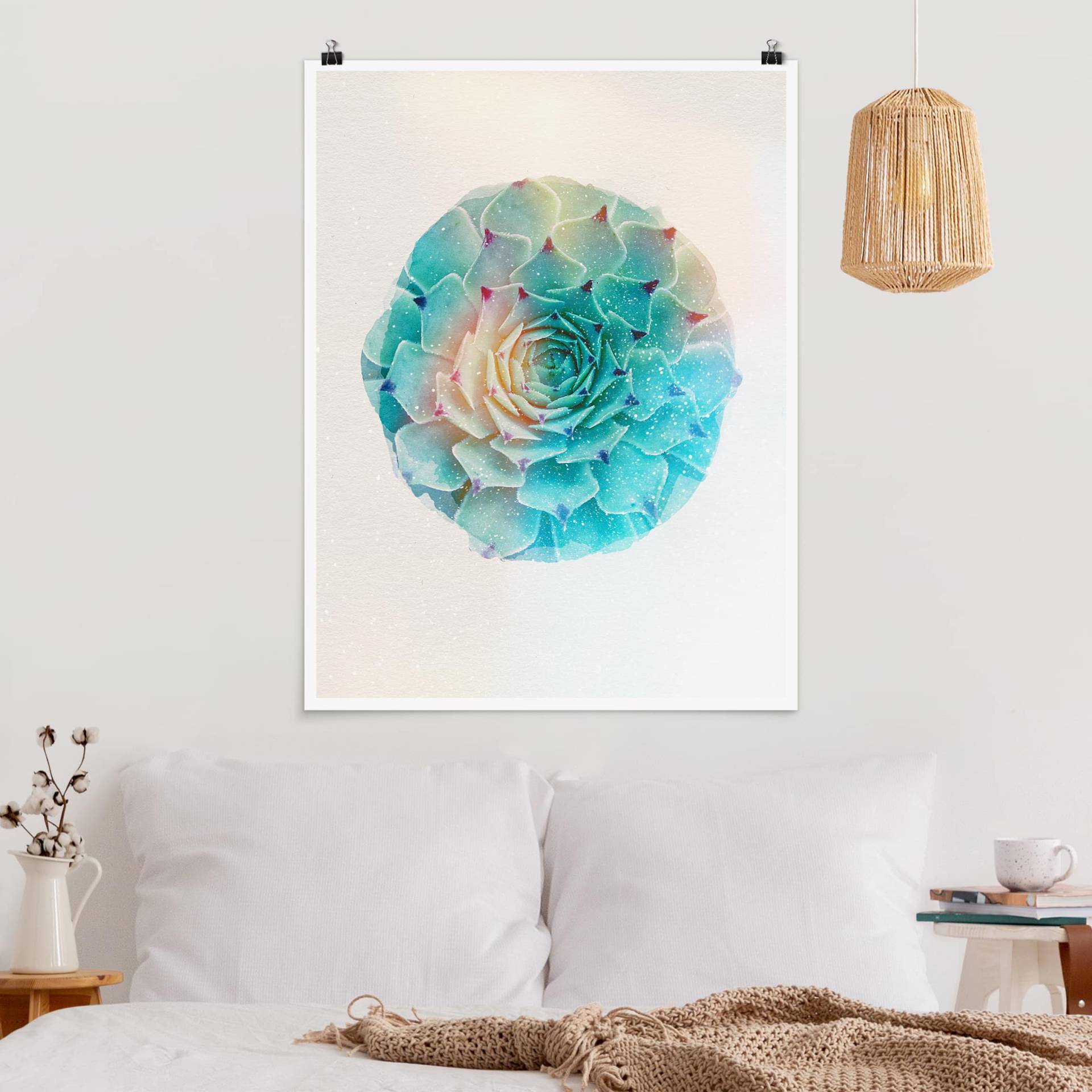 Poster Wasserfarben - Kaktus Agave
