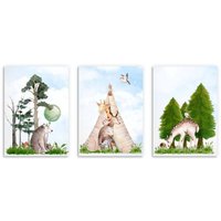 Poster für Kinder Pastellfarbenes Waldtier-Set fürs Kinderzimmer 30x40 Poster für Kinder Pastellfarbenes Waldtier-Set fürs Kinderzimmer 30x40