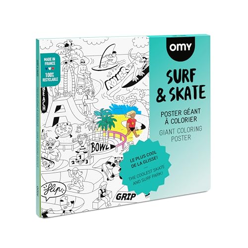 OMY Poster géant à colorier surf and skate - 70 x 100 cm von Omy