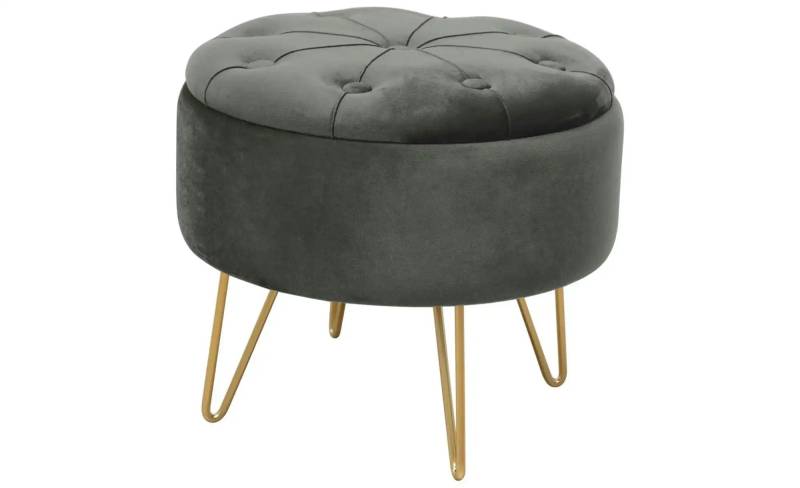 Pouf mit Füßen Anna ¦ grau Ø: 38 Polstermöbel > Hocker - Höffner Pouf mit Füßen Anna ¦ grau Ø: 38 Polstermöbel > Hocker - Höffner
