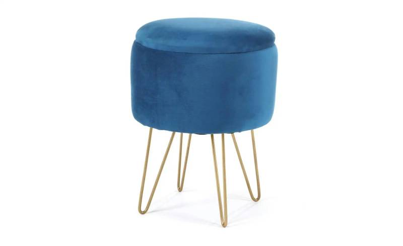 Pouf mit Stauraum  ¦ blau ¦ Maße (cm): B: 35 H: 45  Ø: 35.0 Polstermöbel > Hocker - Möbel Kraft