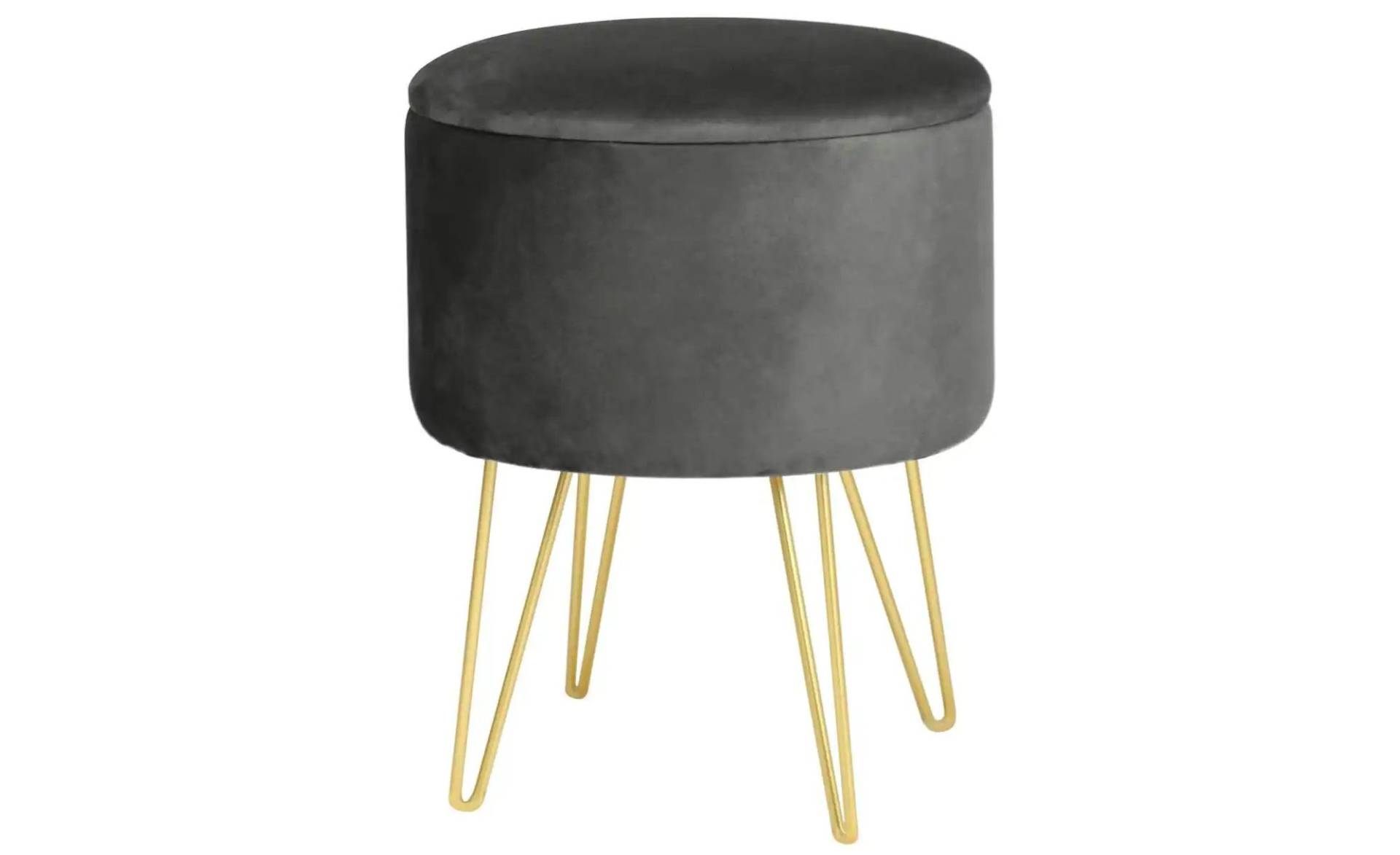 Pouf mit Stauraum  ¦ grau ¦ Maße (cm): B: 35 H: 45  Ø: 35.0 Polstermöbel > Hocker - Möbel Kraft