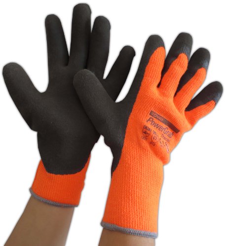 Power Grab Thermo Winterhandschuh 6 Paar Gr. 10 MicroFinish-Latexbeschichtung orange/braun Arbeitshandschuh von Rictex