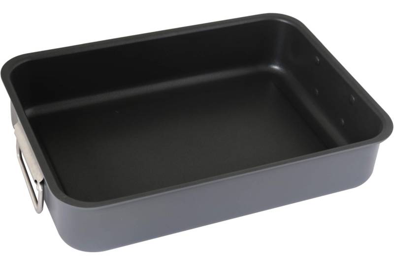 Prima Bräter 36,5 x 25,5 cm eckig Back und Auflaufform Aluminium grau