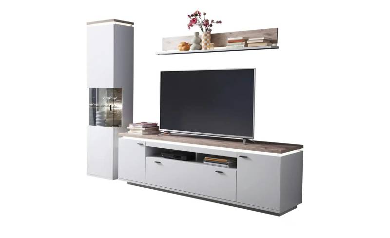 Primo Wohnkombination  Amantea ¦ grau ¦ Maße (cm): B: 260 H: 207 T: 50.0 Kommoden & Sideboards > Wohnwände - Möbel Kraft