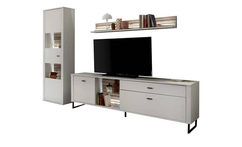 Primo Wohnkombination  Leni ¦ grau ¦ Maße (cm): B: 271 H: 206 T: 44.0 Kommoden & Sideboards > Wohnwände - Möbel Kraft