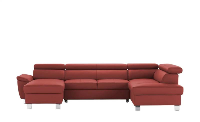 Primo Wohnlandschaft aus Echtleder  ¦ rot ¦ Maße (cm): B: 315 H: 90 T: 208.0 Polstermöbel > Sofas > Ledersofas - Möbel Kraft