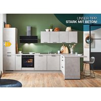 L Form Küche mit Elektrogeräte und Theke Beton-Look