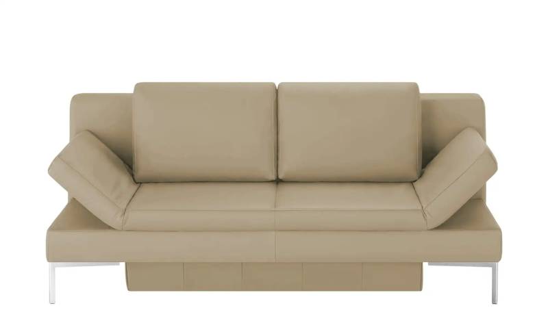 Schlafsofa mit Sitz- und Rückenfläche aus Echtleder Kenny ¦ beige ¦ Maße (cm): B: 204 H: 88 T: 91.0 Polstermöbel > Sofas > Einzelsofas - Höffner