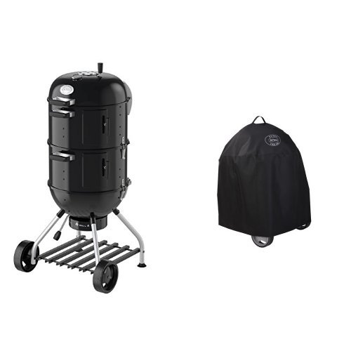 RÖSLE 25009 Watersmoker, Smoker No.1 F50-S, schwarz, 69 x 68 x 136 cm + Abdeckhaube von RÖSLE